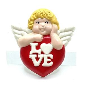 1983 Avon ‘Lovable Cupid’ Pin Cherub Heart Love Valentine
